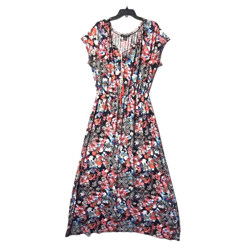 Elie McCarthy Tassel Dainty Flowy Sheer Maximalist Maxi Dress Women XL $79